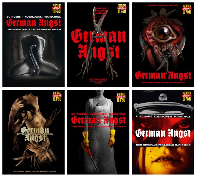 Übersicht über die sechs möglichen Cover für "German Angst"